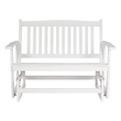 Pemberly Row Traditional Hardwood Outdoor Glider Loveseat in White Finish