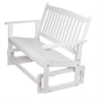 Pemberly Row Traditional Hardwood Outdoor Glider Loveseat in White Finish