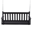 Pemberly Row Hardwood Patio Porch Swing with Hanging Chains in Black