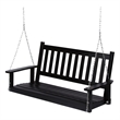 Pemberly Row Hardwood Patio Porch Swing with Hanging Chains in Black