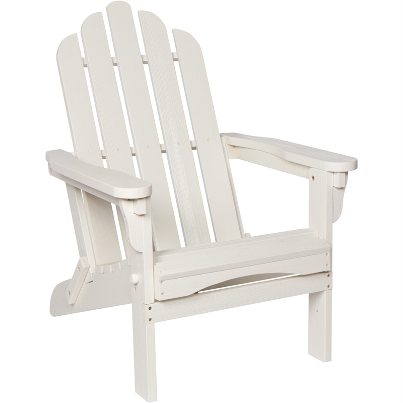 Pemberly Row Traditional Cedar Wood Folding Adirondack Chair in White