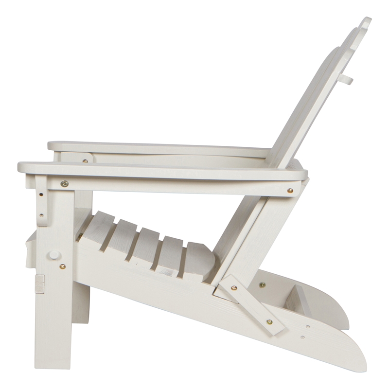 Pemberly Row Traditional Cedar Wood Folding Adirondack Chair in White