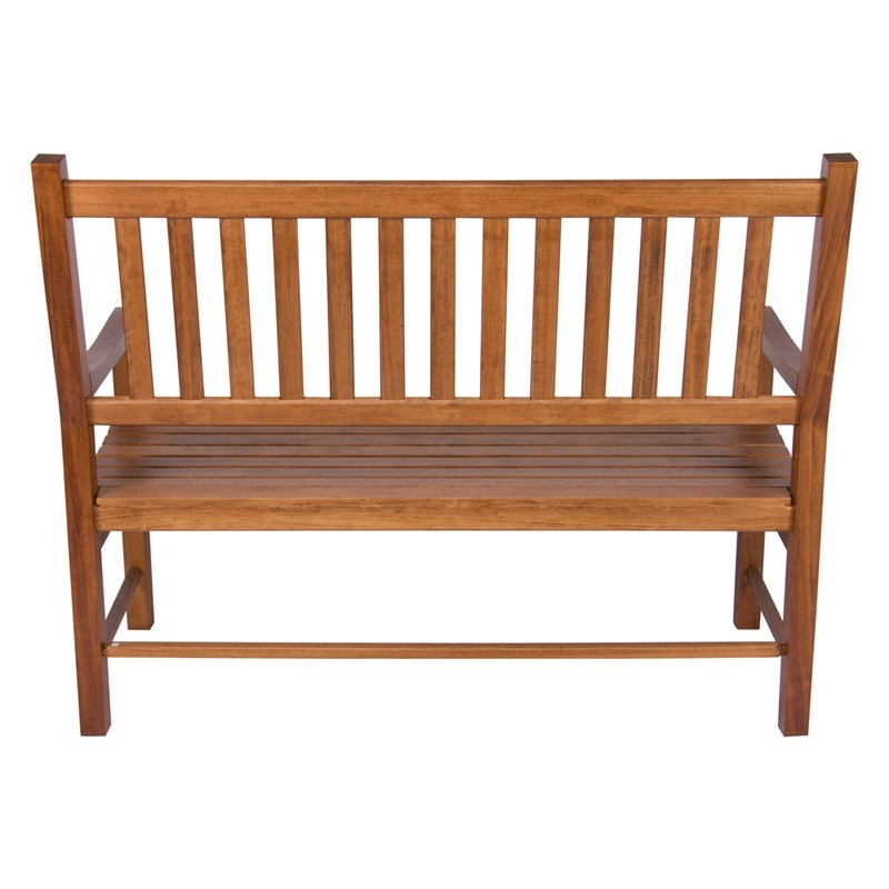 Pemberly Row Traditional Hardwood Patio Porch Garden Bench in Brown