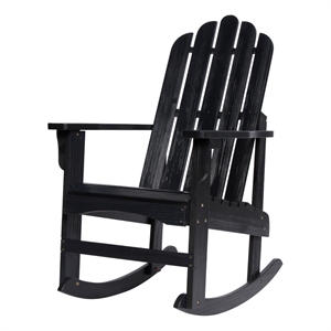 Pemberly Row Traditional Cedar Wood Adirondack Porch Rocker in Black