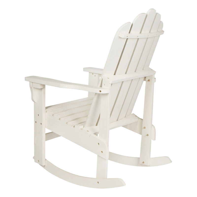 Pemberly Row Traditional Cedar Wood Adirondack Porch Rocker in White