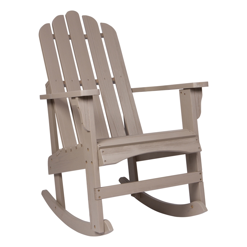 Pemberly Row Traditional Cedar Wood Adirondack Porch Rocker in Gray