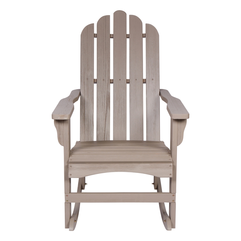 Pemberly Row Traditional Cedar Wood Adirondack Porch Rocker in Gray