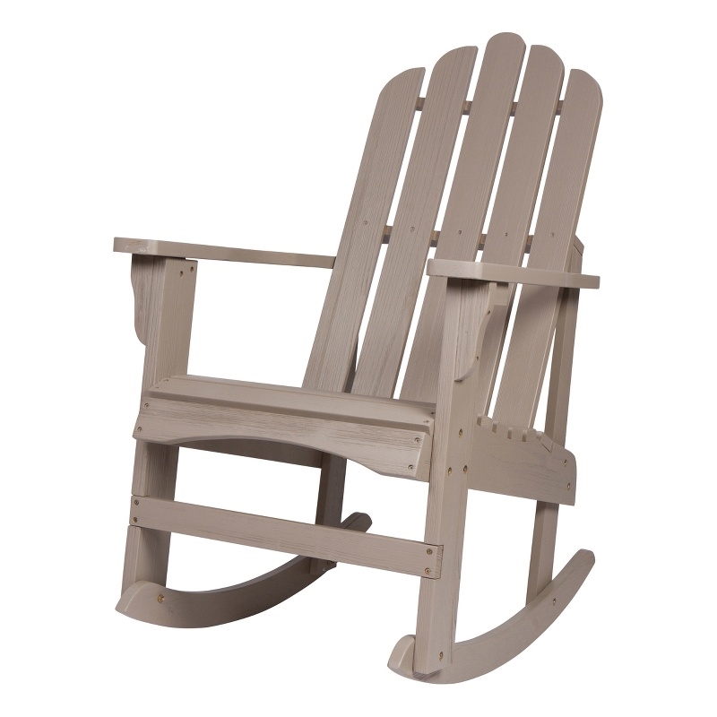 Pemberly Row Traditional Cedar Wood Adirondack Porch Rocker in Gray