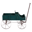 Pemberly Row Small Cedar Wood Decorative Buckboard Wagon Planter in Green