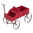 Pemberly Row Small Cedar Wood Decorative Buckboard Wagon Planter in Red