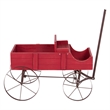 Pemberly Row Small Cedar Wood Decorative Buckboard Wagon Planter in Red