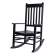 Pemberly Row Outdoor Acacia Wood Rocking Chair with Slatted Back in Black