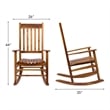 Pemberly Row Outdoor Acacia Wood Rocking Chair with Slatted Back in Oak