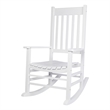 Pemberly Row Outdoor Acacia Wood Rocking Chair with Slatted Back in White