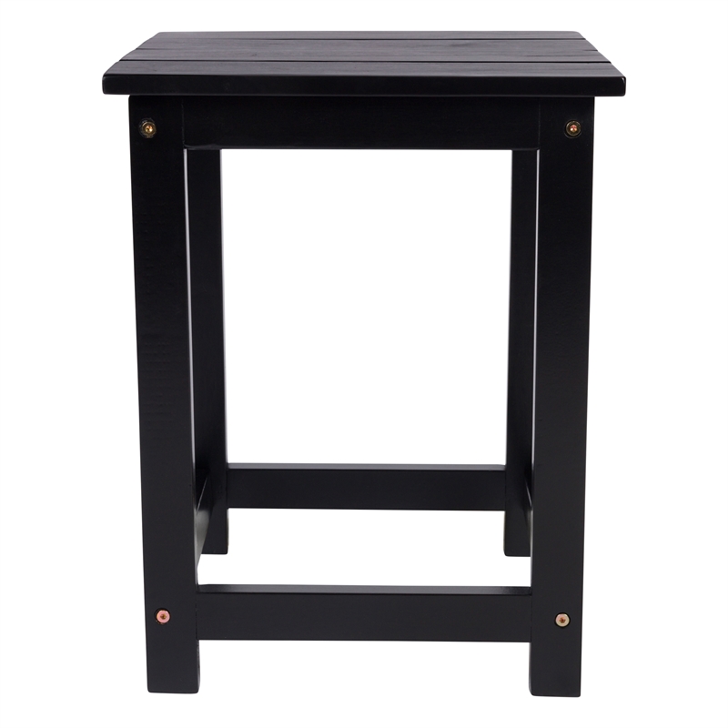 Pemberly Row Modern Acacia Wood Outdoor Patio Side Table in Black
