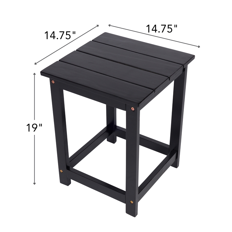 Pemberly Row Modern Acacia Wood Outdoor Patio Side Table in Black