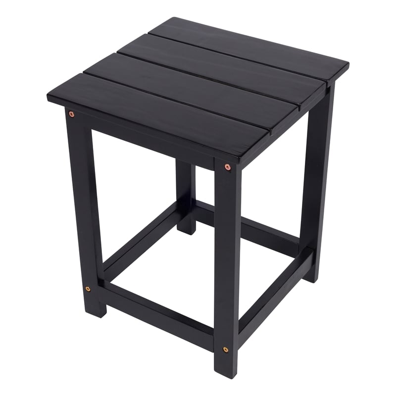 Pemberly Row Modern Acacia Wood Outdoor Patio Side Table in Black