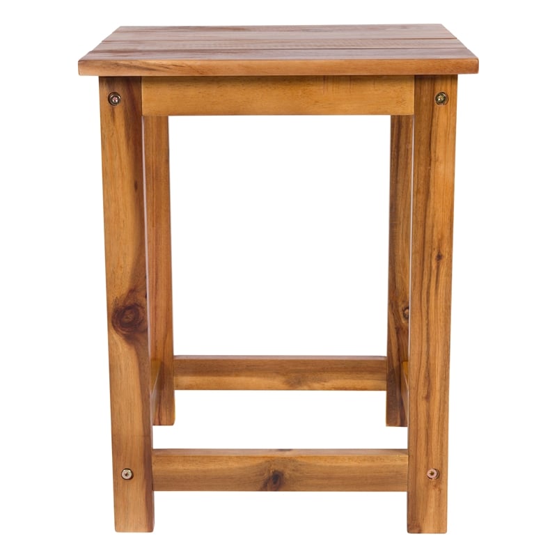 Pemberly Row Modern Acacia Wood Outdoor Patio Side Table in Oak