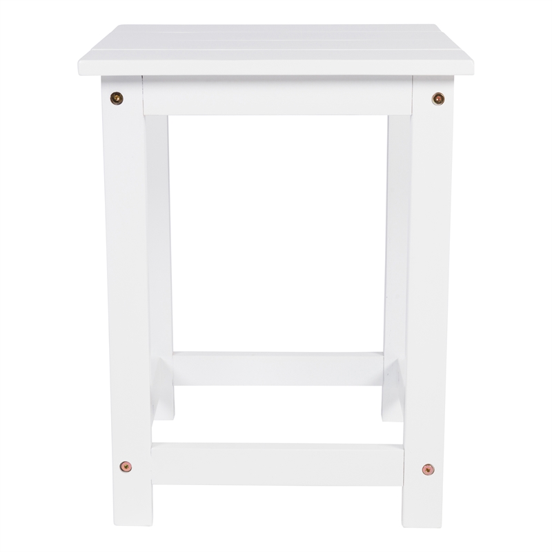 Pemberly Row Modern Acacia Wood Outdoor Patio Side Table in White