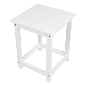 Pemberly Row Modern Acacia Wood Outdoor Patio Side Table in White