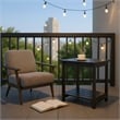 Pemberly Row Outdoor 2-Tier Acacia Wood Accent Patio Side Table in Black