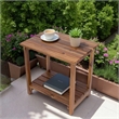 Pemberly Row Outdoor 2-Tier Acacia Wood Accent Patio Side Table in Oak