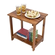Pemberly Row Outdoor 2-Tier Acacia Wood Accent Patio Side Table in Oak