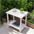 Pemberly Row Outdoor 2-Tier Acacia Wood Accent Patio Side Table in White