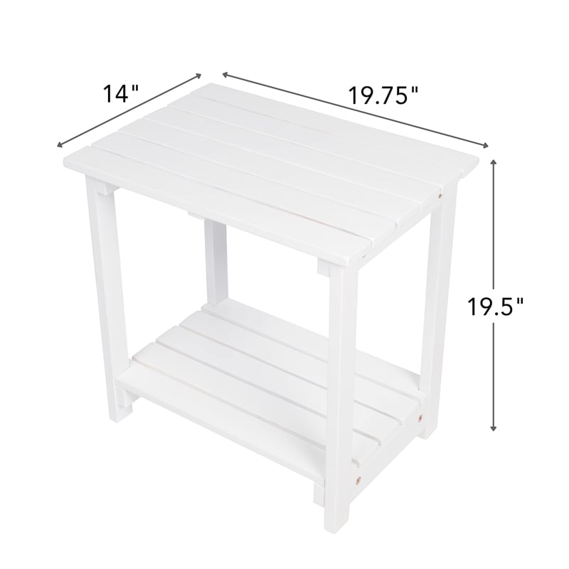 Pemberly Row Outdoor 2-Tier Acacia Wood Accent Patio Side Table in White