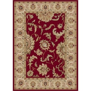 Pemberly Row Traditional 5'5&quot x 7'7&quot Floral Trellis Fabric Red Rug