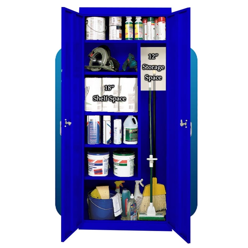 Pemberly Row Modern Industrial Office Janitorial Cabinet in Blue