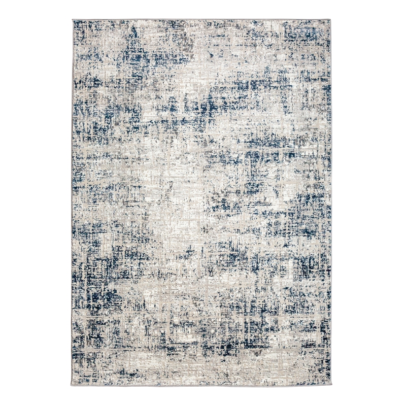 Pemberly Row Polyester Transitional Striated Blue 8x10 Area Rug