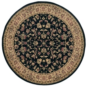 Pemberly Row Traditional Floral 5'3&quot x 5'3&quot Polypropylene Area Rug in Black
