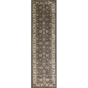 Pemberly Row Traditional 2'2&quot x 7'7&quot Rectangular Fabric Rug in Brown