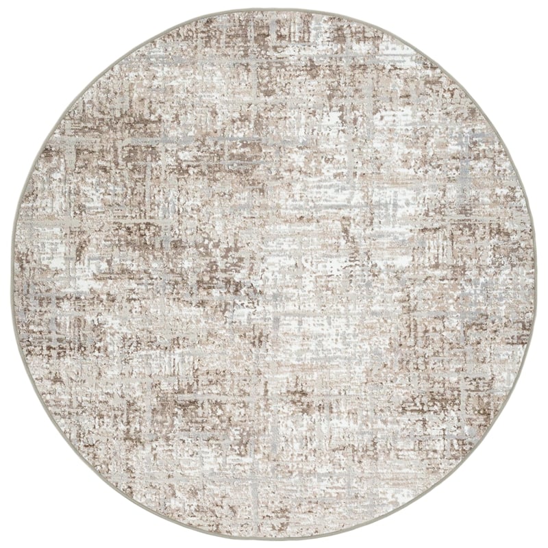 Pemberly Row Polyester Transitional Striated Beige 5' Round Area Rug