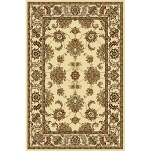 Pemberly Row Traditional 5'5&quot x 8'3&quot Rectangular Fabric Rug in Ivory