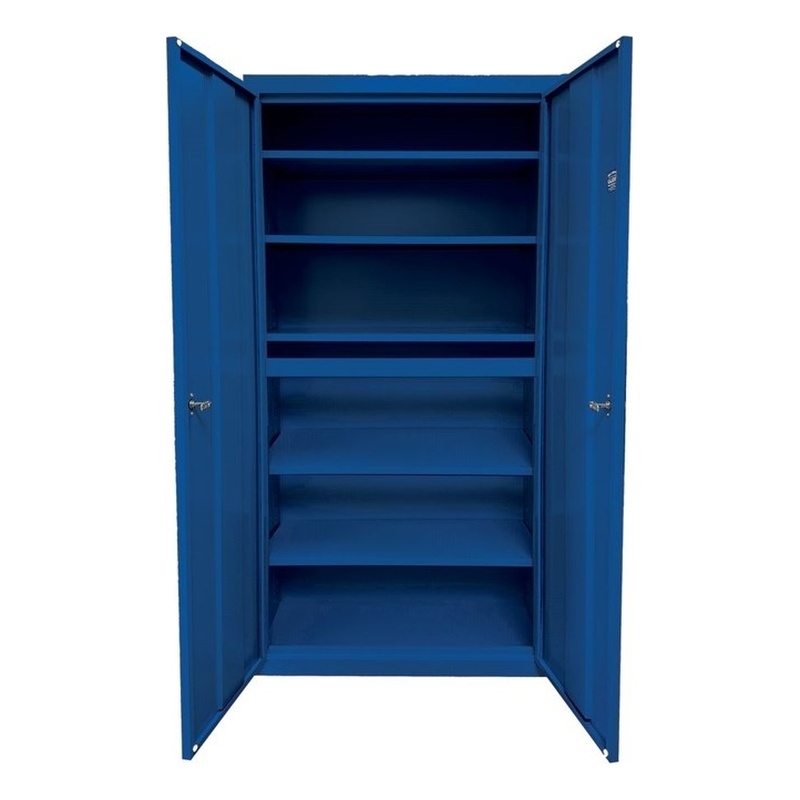 Pemberly Row Modern Industrial Office 5 Adjustable Shelves Storage in Blue