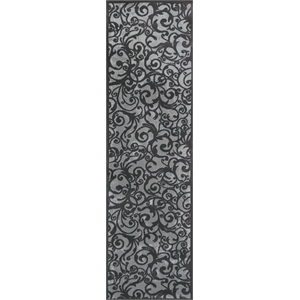 Pemberly Row Traditional 2'2&quot x 7'7&quot Rectangular Fabric Rug in Gray