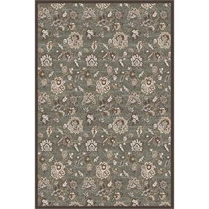 Pemberly Row Traditional 3'3&quot x 4'11&quot Rectangular Fabric Rug in Light Green