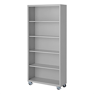 Pemberly Row Modern Industrial Office Mobile Bookcase in Gray