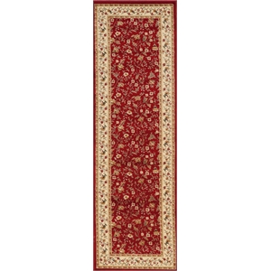 Pemberly Row Traditional 2'2&quot x 7'7&quot Rectangular Fabric Rug in Red