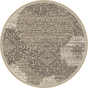 Pemberly Row Traditional 7'10&quot x 7'10&quot Circular Fabric Rug in Beige