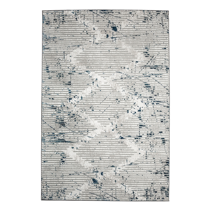 Pemberly Row Polyester Transitional Geometric Blue 5x8 Area Rug