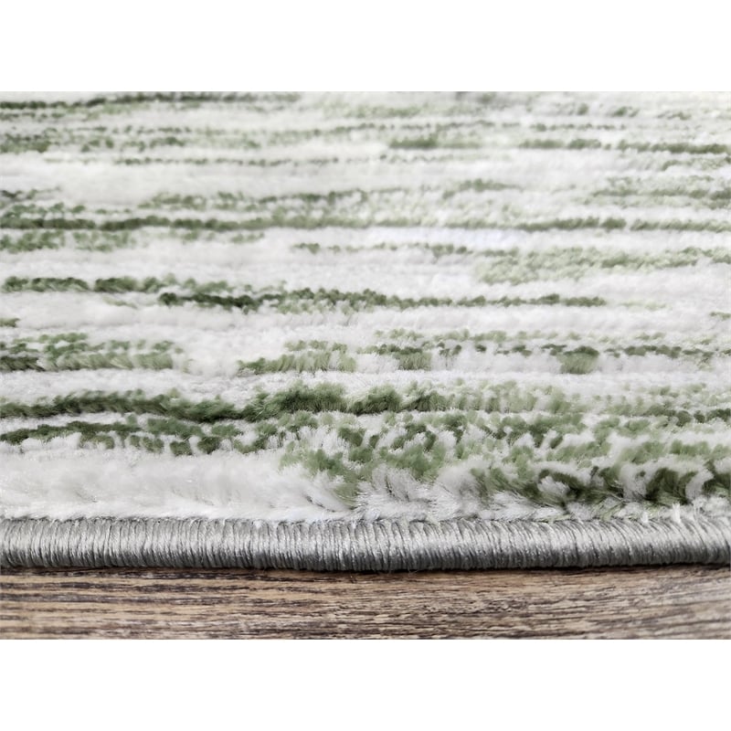 Pemberly Row Polyester Transitional Striated Green 5' Round Area Rug