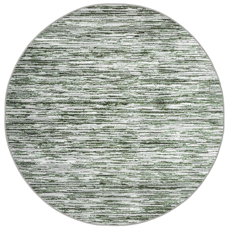 Pemberly Row Polyester Transitional Striated Green 5' Round Area Rug