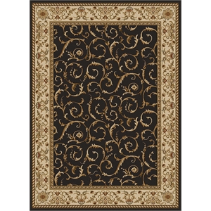 Pemberly Row Traditional 3'3&quot x 4'11&quot Rectangular Fabric Rug in Brown