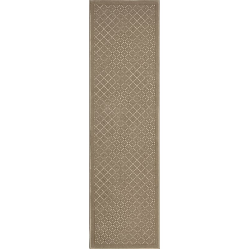 Pemberly Row Transitional Geometric 2'2 x 7'7 Polypropylene Area Rug in Beige