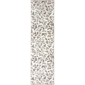 Pemberly Row Traditional 2'2&quot x 7'7&quot Rectangular Fabric Rug in Bone White