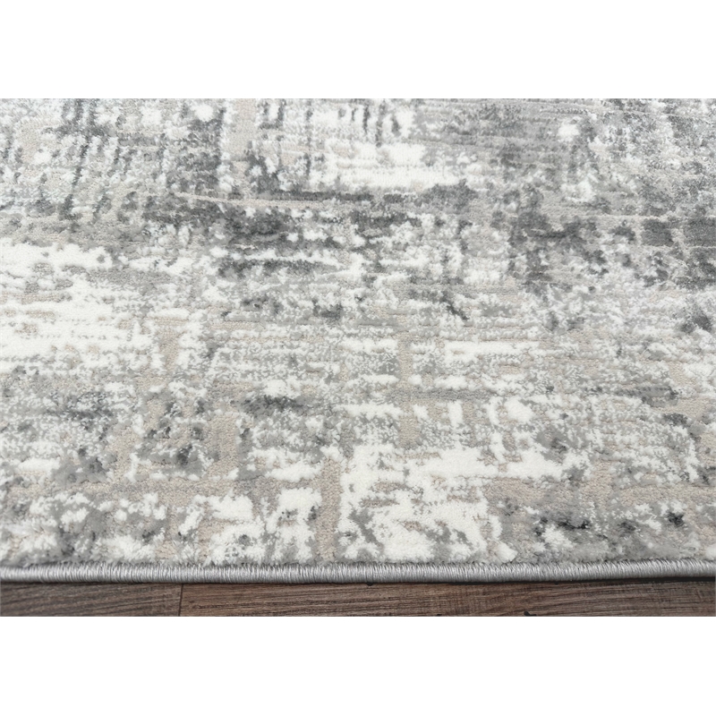Pemberly Row Polyester Transitional Striated Gray 5x8 Area Rug