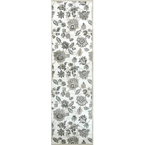 Pemberly Row Traditional 2'2&quot x 7'7&quot Rectangular Fabric Rug in Bone White